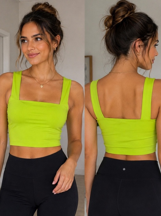 Dynamite Tops - Dynamite Neon Lime Square Neck Crop Top – Women’s XS
